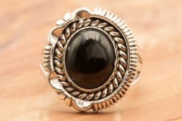 Artie Yellowhorse Black Onyx Sterling Silver Ring